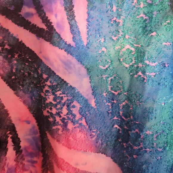 Creation Mixed Media Neon Tunic Top Women's Size Small Colorful Artsy Boho - Picture 7 of 12